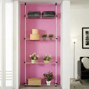 [하프클럽/]천장파이프 베란다벽선반 수납 4단 기둥 세탁실선반 견고한