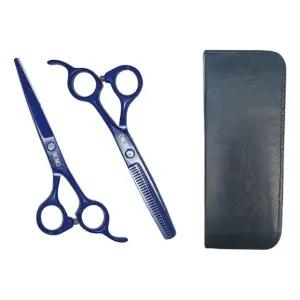 미용 케이스포함 블루 가위 컬러 강아지용 숱가위세트 (WFJR78O)