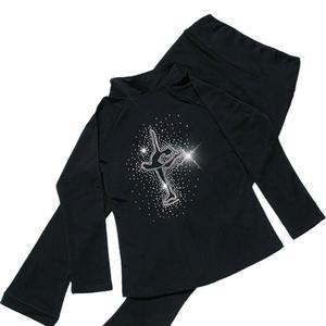 피겨 연습복 스케이트 상의 블랙 훈련용 피겨복 세트 바지 순수 의류