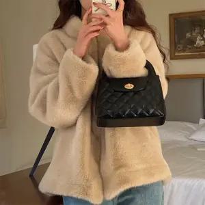 여성 하객 스타일 퀼팅 미니 가죽 핸드백 체인 크로스백