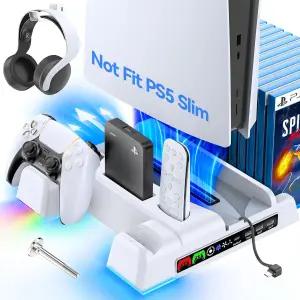 PlayStation 5 콘솔용 컨트롤러 충전소가 있는 PS5 스탠드 냉각 스테이션 2H 고속 충전기 팬이 액세서리