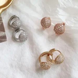 여자 원터치 링 스타일 슈링클 큐빅 귀걸이