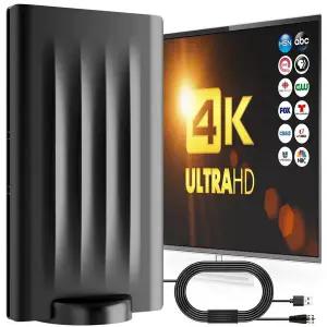 dmb안테나 2024 TV 안테나 스마트 디지털 구형 33ft 케이블 지원 4K 1080p 증폭기 신호 780 마일 실내 실외