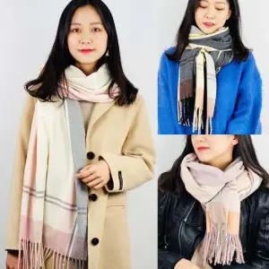 데이지 체크 머플러 겨울 여성 남자 목도리 캐시미어