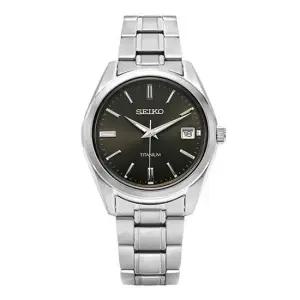 세이코 남성 메탈 손목 시계 티타늄 데이트 SUR375P1