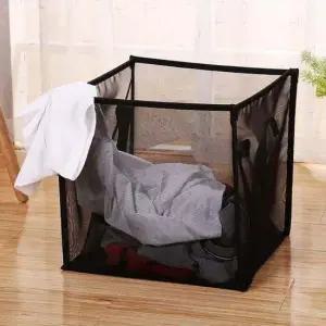 이동식 접이식 블랙 세탁 재활용바구니 대용량빨래바구니 매쉬 햄퍼 바구니