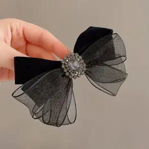 여성 포인트 리본 헤어핀 머리장식 액세서리 리본핀 올림머리핀