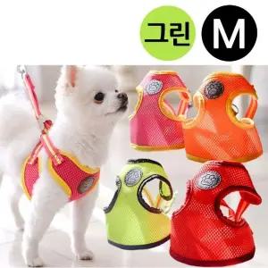 M 티티펫 세트 강아지 그린 에어매쉬 하네스 하네스 (WFJ7U7P)