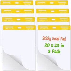 ReliThick 8 패드 프리미엄 스티키 이젤 20인치 x 23인치 흰색 30매/패드 교사용 앵커 차트 용지 스티키가