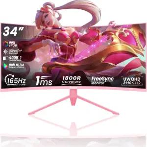 실란 34인치 핑크 울트라와이드 커브드 게이밍 모니터 UWQHD 3440x144165Hz 1ms HDR400 127 sRGB FreeSync