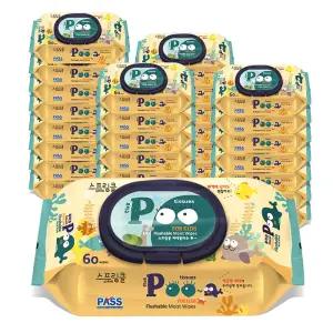 스프링클 푸 대용량 휴대용 비데물티슈 캡형 70g 60매 30개