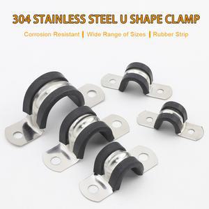 JUID 5PCS 쿠션 스틸 스테인레스 장착 파이프 고무 클립 라이닝 배선 케이블 클램프 호스 200MM