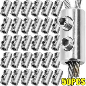 50/1pc 강스틸 와이어 로프 클램프 조정 가능 나사 고정 금속 구리 서스펜션 클립 케이블 패스너 슬링 도구