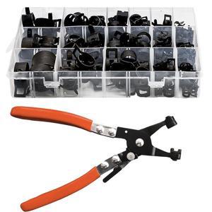 130개 6-25mm 스프링 밴드 호스 클램프  회전식 플랫 플라이어 세트  일정한 장력의 스틸