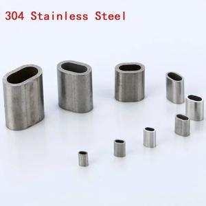 500개 0.8mm 1mm 304 스테인리스 스틸 타원형 와이어 로프 페룰 크림핑 슬리브 클램프 클립 케이블 피팅