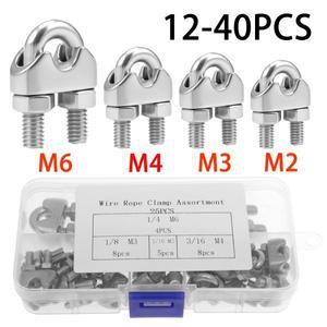 12개 스테인리스 스틸 U형 M3 케이블 클램프 3mm 와이어 로프 고정 클립 볼트 새들 패스너 하드웨어 도구