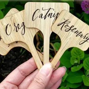 화초 식물 이름표 원목 라벨 팻말 표시 정리 원예 (WFK9F6M)