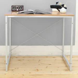 철제 프레임 책상 베이직 블랙프레임 다용도 우드 상판 책상 데스크 학생용 싱글 노트북 서재용 조립형