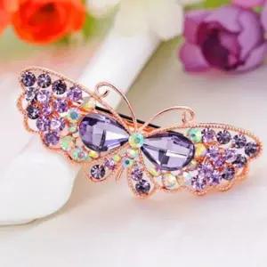 플링 큐빅 헤어핀 나비 포인트 자동 일자 머리핀 퍼플