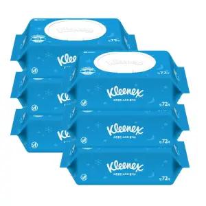 크리넥스 수앤수 코튼클린 물티슈 캡형 72매x6개입