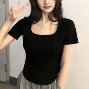 심플 데일리웨어 여성 소프트 유넥 레이어드 반팔티 WFIKU21