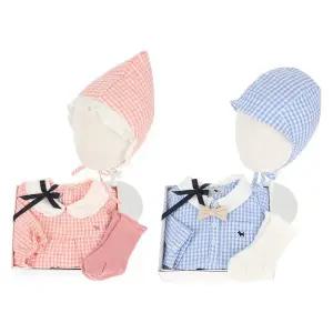 갤러리아 (임신축하,출산,돌,백일) 미니체크보타이/러블리바디수트+컬러골