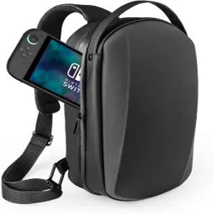 레로하스 하드 쉘 여행용 슬링백 닌텐도 스위치 2와 호환되는 보호 케이스 방수 디자인 조절 가능한 스트랩