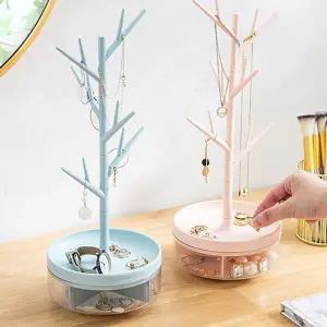 [하프클럽/]360도 회전 쥬얼리 보관함 귀걸이 목걸이 소품 정리함 전시대