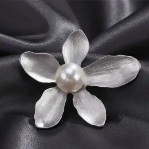 [하프클럽/]무광 핵진주 옷핀 골드 레트로 브로치 꽃잎 백진주 실버