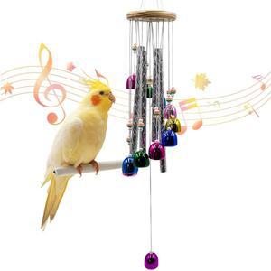 다채로운 종과 빛나는 막대기가 있는 잉꼬 씹을 때 사용하는 새장 액세서리 바람 소리 회색을 위한 버지