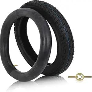 14x2.125 전기 자전거 및 튜브 세트 57-254 방폭 타이어 구부러진 밸브 내부 포함 10인치 림 펑크 방지