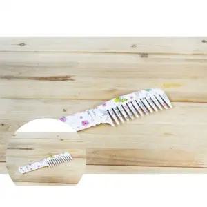 일자머리빗 나비무늬 휴대용머리빗 일자빗