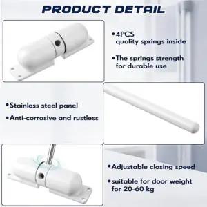 ABGR-4Pcs 자동 도어 클로저 세트 스프링 도어 클로저 키트 헤비 듀티 자체 폐쇄 경첩 게이트 차고 맥세이