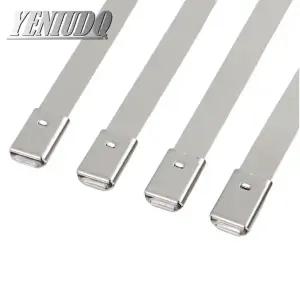 스테인레스 스틸 케이블 빵끈 다 잠금 케이블 금속 타이 10mm 잠금 금속 지퍼 배기 랩 코팅 케이블 타이 10