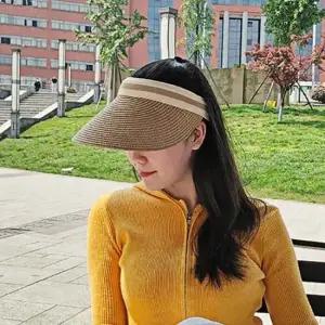 라탄 썬캡 여성용 해변 밀짚모자