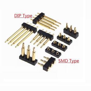 2Pcs 수 스프링 장착 포고 핀 커넥터 단일 행 2.54MM 피치 3 4 5 6 7 8 10 위치 TH DIP SMD 패드
