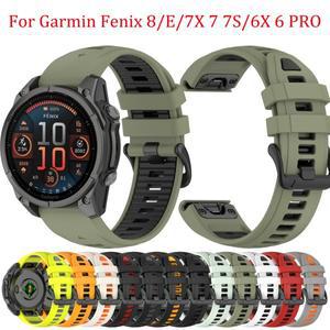 실리콘 팔찌 20 22 26MM Garmin Fenix 8 E 7X 7 7S 6X 6 Pro 스마트 호환 시계 스트랩 퀵 릴리스 손목 밴