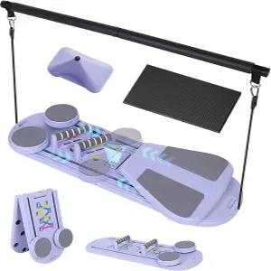 필라테스 보드 - 5-in-1 리포머 세트 여성용 접이식 복부 트레이너 및 휴대용 슬라이딩 운동 다기능 홈