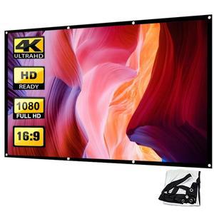 150인치 16:9 양면 투사 기능을 갖춘 간편한 휴대용 스크린 프로젝터로 실내외 및 홈시어터