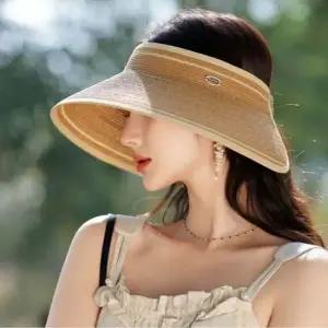 여성 페이스 라인 밀짚 썬캡 모자 여자 자외선차단 휴