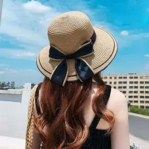 비치캡 밀짚 리본 편한