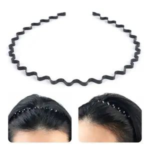 블랙 웨이브 헤어밴드 얇은 머리띠 고탄력 세안머리띠