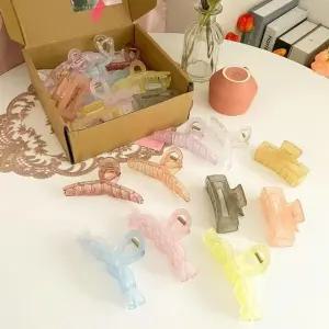 투명헤어핀세트 10개 크라프트박스포장 헤어악세서리 (WFKBOFR)