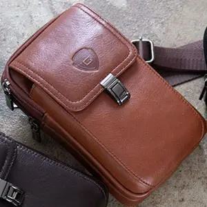 [하프클럽/]정장 가죽 가방 남자 휴대폰 메신저백 라이트브라운