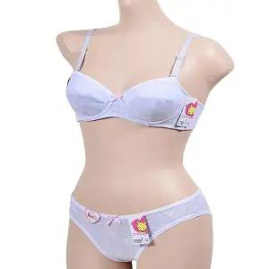 [하프클럽/]입체 설계 주니어 B컵 브라팬티 고양이 패턴 3단계 디자인