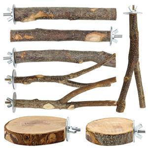 CZWESTC 8PCS 케이지용 천연 목재 새 농어, 앵무새 농어 스탠드 및 플랫폼, 잉꼬, 앵무새, 코카티엘, 코너, 러브버드용 새 케이지 액세서리