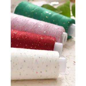 뜨개실 뜨개질 반짝이는 스팽글 실 비즈 수제 실크 텐셀 원사 스웨터 중간 두께