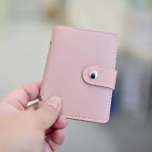 [콩심팥심]수첩 26장입 가죽 핑크 카드 지갑 자격증 대용량 명함
