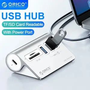ORICO 멀티 USB 3.2 포트 분배기 USB A C 허브 카드 리더기 충전기 어댑터가 있는 다중 4 슬롯 도킹 스테이