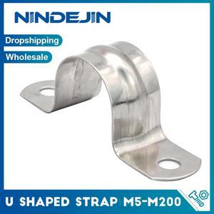 NINDEJIN U자형 파이프 클램프 스테인리스 스틸 2 홀 스트랩 도관 튜브 클립 배관 새들 5-100mm 개 10 개